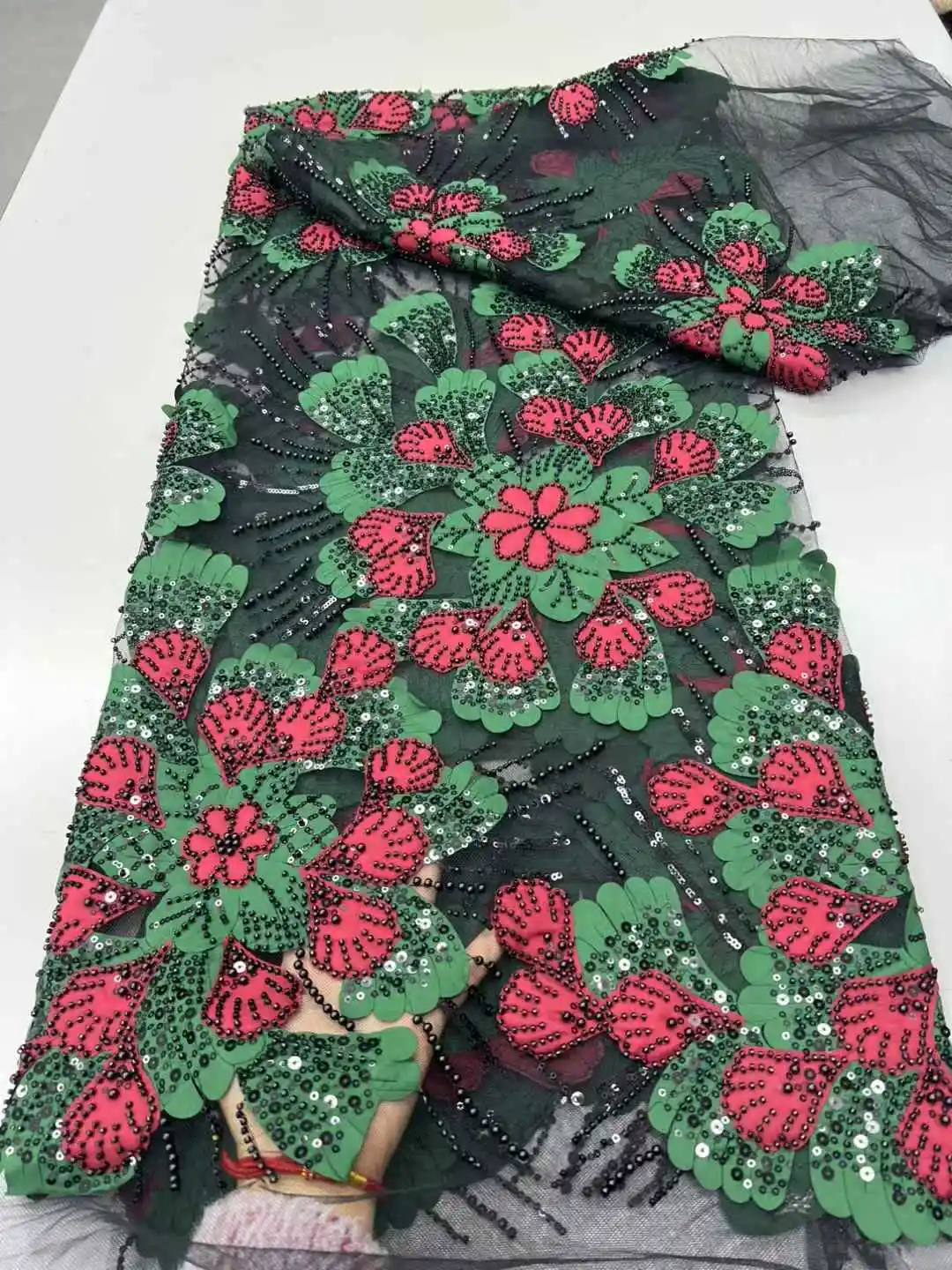 African Groom Lace Fabric 2025 High Quality New Nigerian 3D Flower Tulle Sequins Lace Fabric For Wedding Party Dress 5 Yards/Lot
African Groom Lace Fabric 2025 High Quality New Nigerian 3D Flower Tulle Sequins Lace Fabric For Wedding Party Dress 5 Yards/Lot