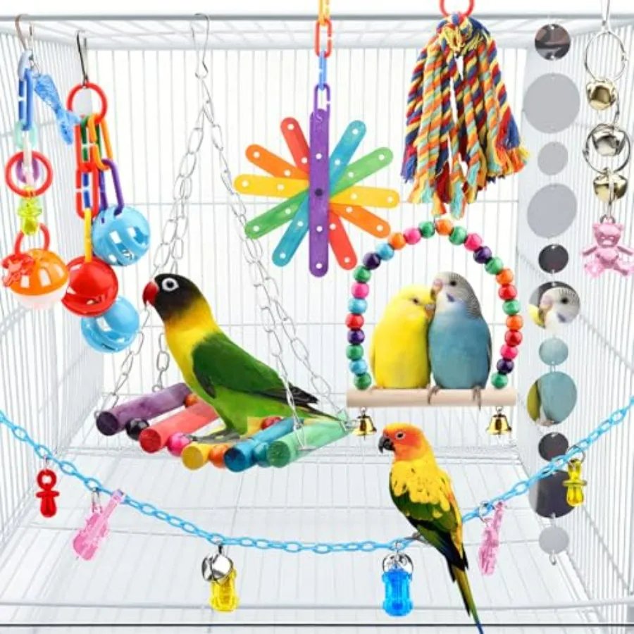 9 Pcs Parakeet Cockatiel Bird Toys, Parrots Cage Accessories Swing Rope Hanging Wooden Perch Chewing Toy for Budgerigar, Parrot
9 Pcs Parakeet Cockatiel Bird Toys, Parrots Cage Accessories Swing Rope Hanging Wooden Perch Chewing Toy for Budgerigar, Parrot
