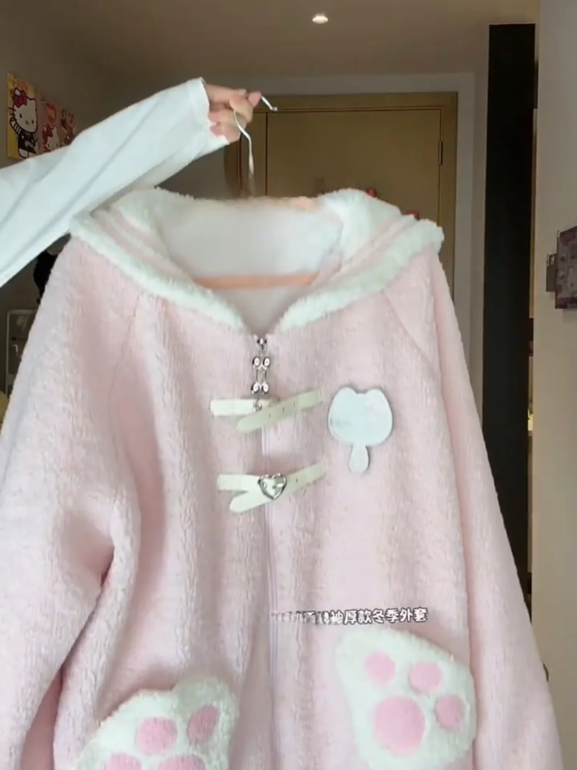 Sweet Cute Pink Lamb Fur Cotton Jaet Women's Winter Loose Navy Collar Fce Lined Thi Warm Open Cardigan Outerwear
Sweet Cute Pink Lamb Fur Cotton Jaet Women's Winter Loose Navy Collar Fce Lined Thi Warm Open Cardigan Outerwear