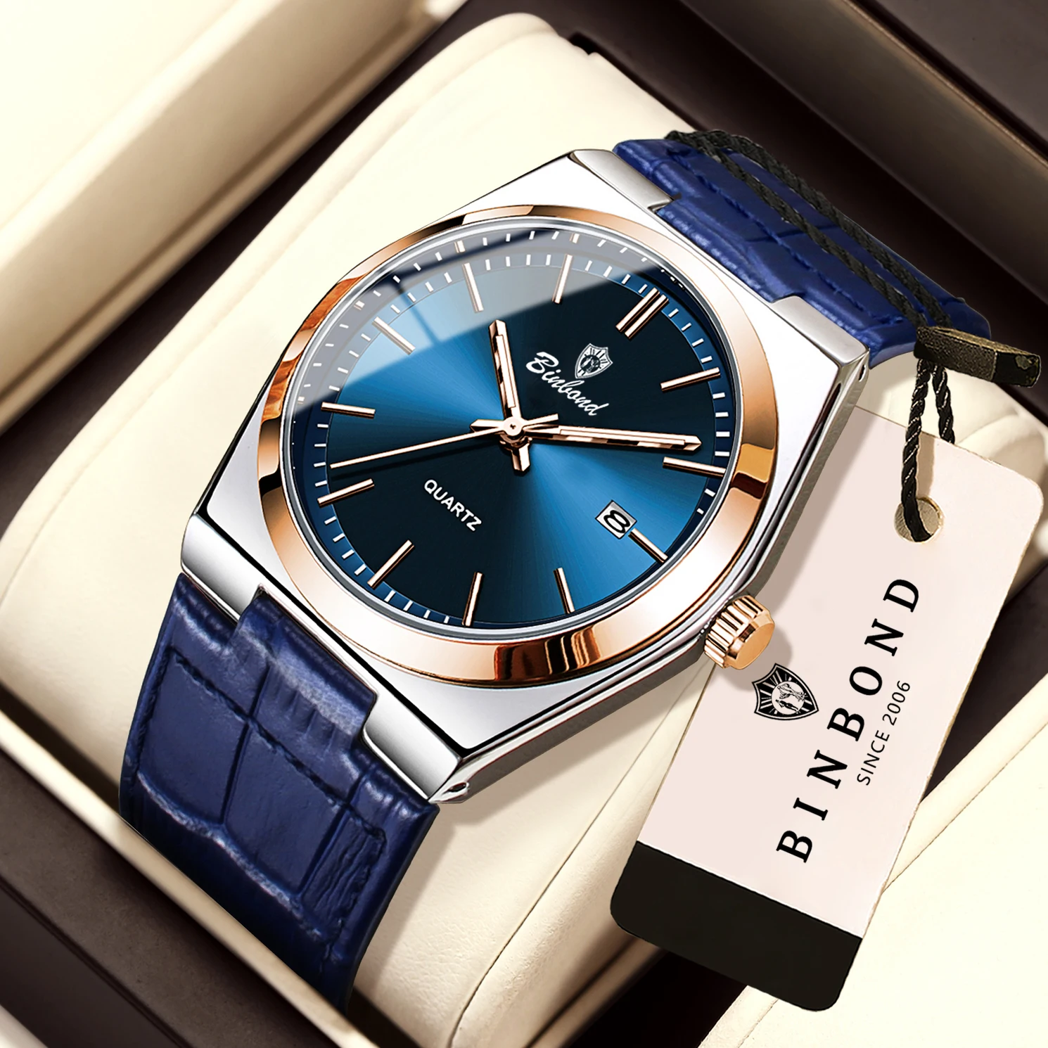BINBOND Orginal Leather Luxury Quartz Wristwatches For Men Luminous Waterproof Auto Date men's Watch Sport Casual Reloj
BINBOND Orginal Leather Luxury Quartz Wristwatches For Men Luminous Waterproof Auto Date men's Watch Sport Casual Reloj