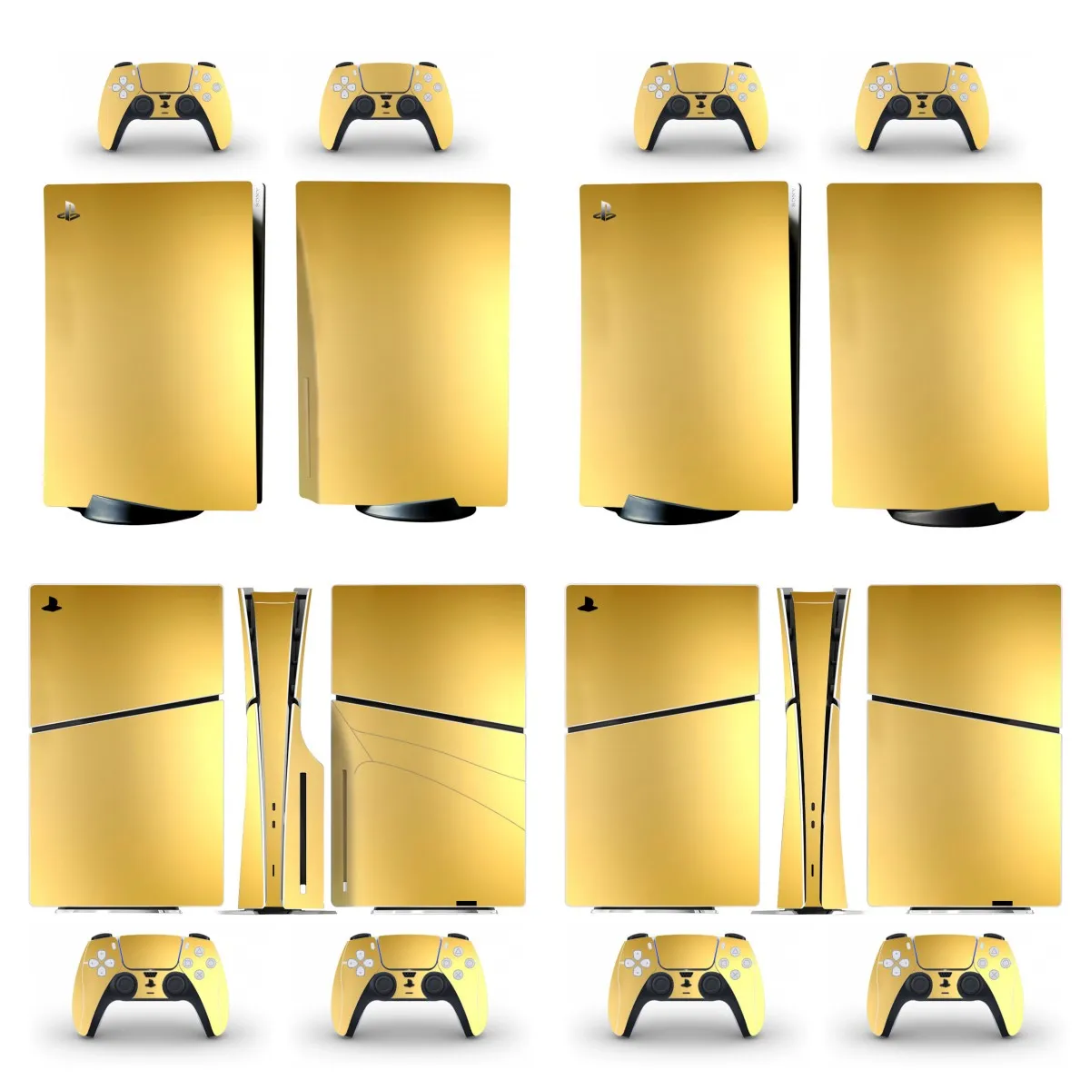 Золотистая металлическая матовая наклейка-скин для PS5 Slim (дисковая и цифровая версии), а также для консоли и 2 контроллеров, виниловая наклейка для PS5 Pro (дисковая версия)
Золотистая металлическая матовая наклейка-скин для PS5 Slim (дисковая и цифровая версии), а также для консоли и 2 контроллеров, виниловая наклейка для PS5 Pro (дисковая версия)