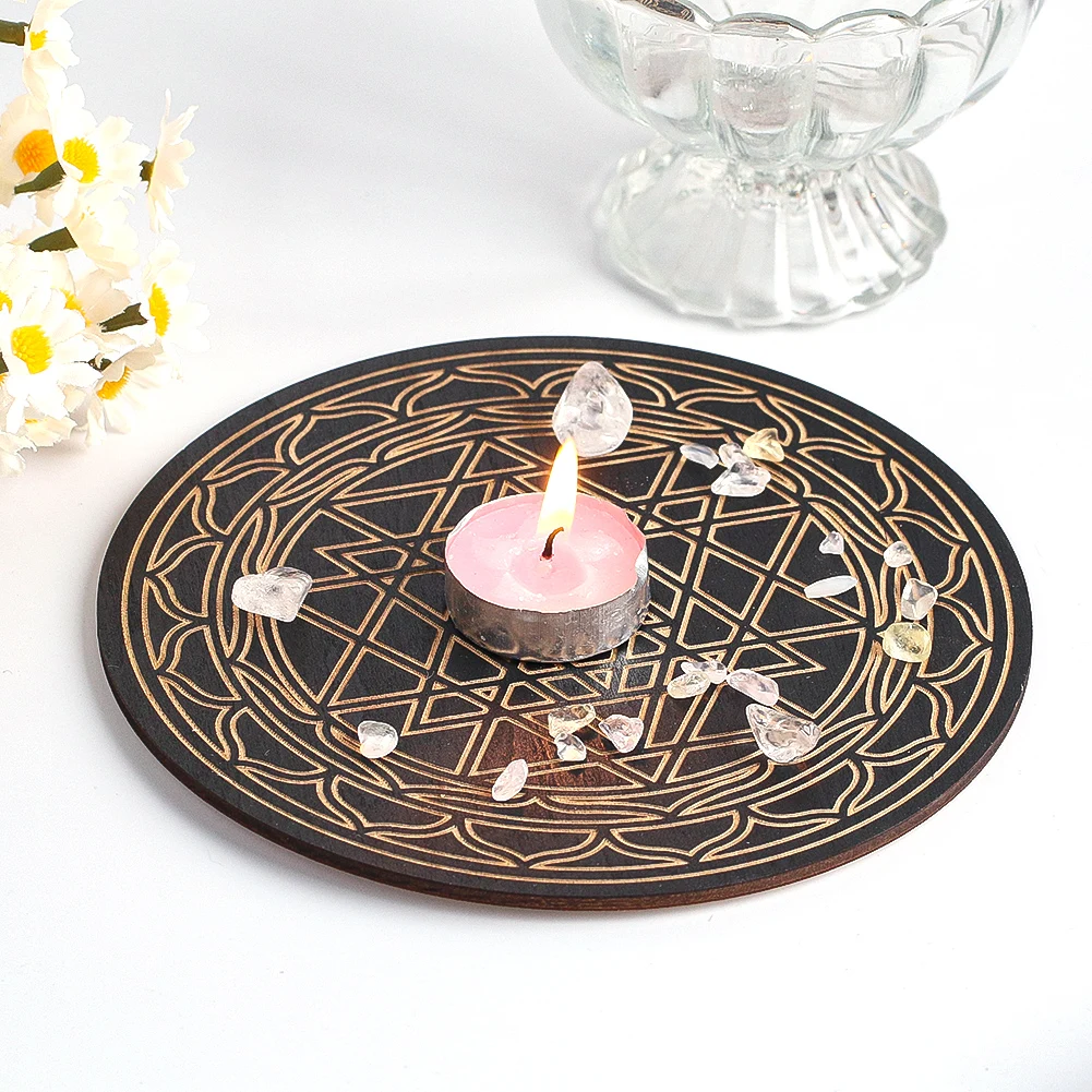 15CM Black Round Wooden Pendulum Geometric Triangle Mandala Pattern Magic Meditation Witch Energy Altar Decoration Supplies
15CM Black Round Wooden Pendulum Geometric Triangle Mandala Pattern Magic Meditation Witch Energy Altar Decoration Supplies