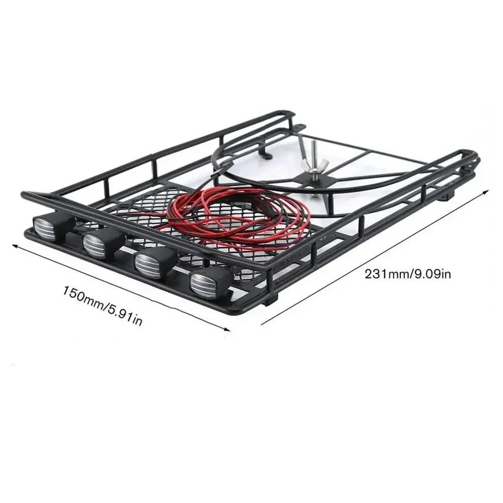 Metal Roof Rack with LED Lights for 1:10 RC Rock Crawler AXial SCX10 & SCX10 II 90046 D90
Metal Roof Rack with LED Lights for 1:10 RC Rock Crawler AXial SCX10 & SCX10 II 90046 D90