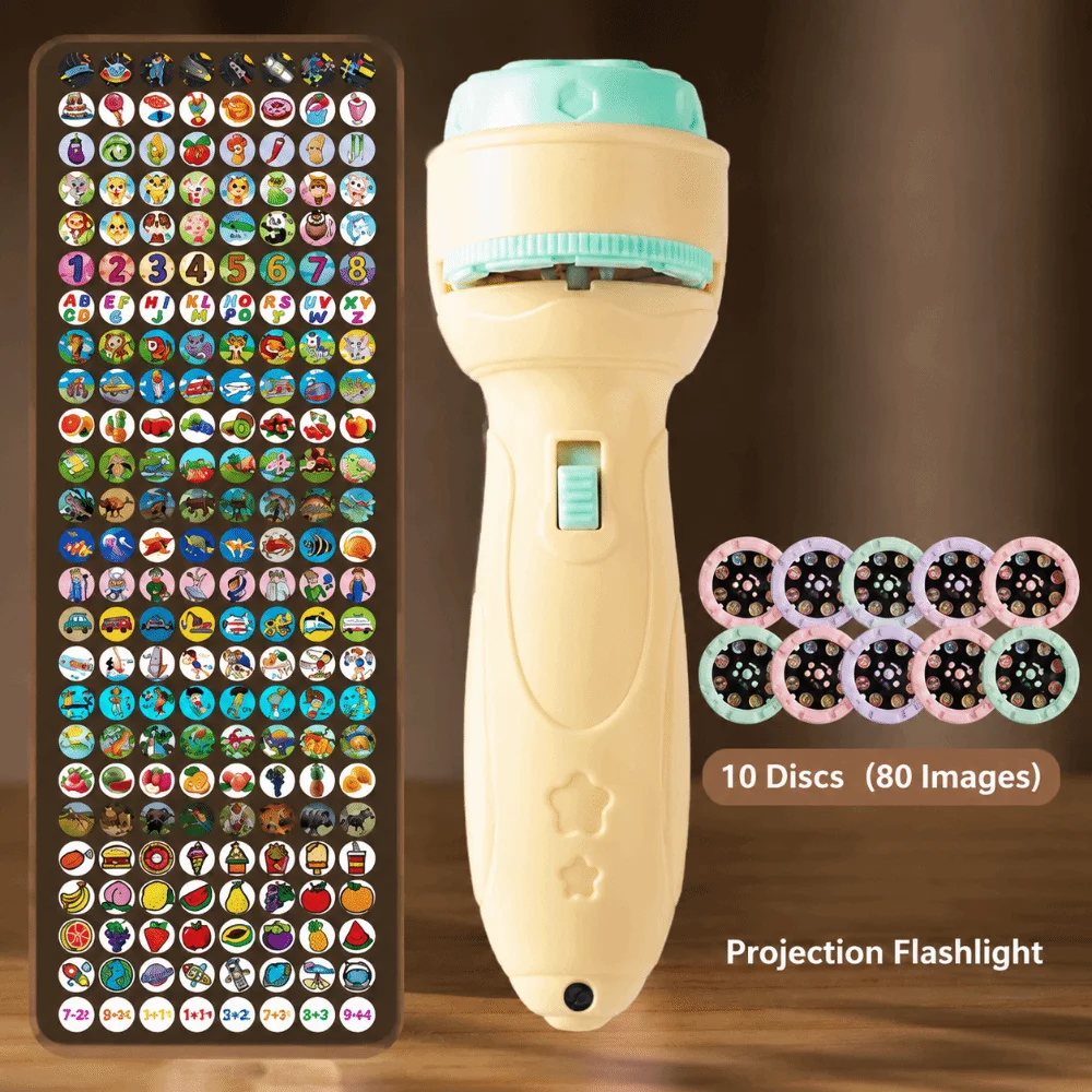 80 Patterns Projection Flashlight Torch Style Enlightenment Function Development Puzzle Design Cartoon Projector Early Learning