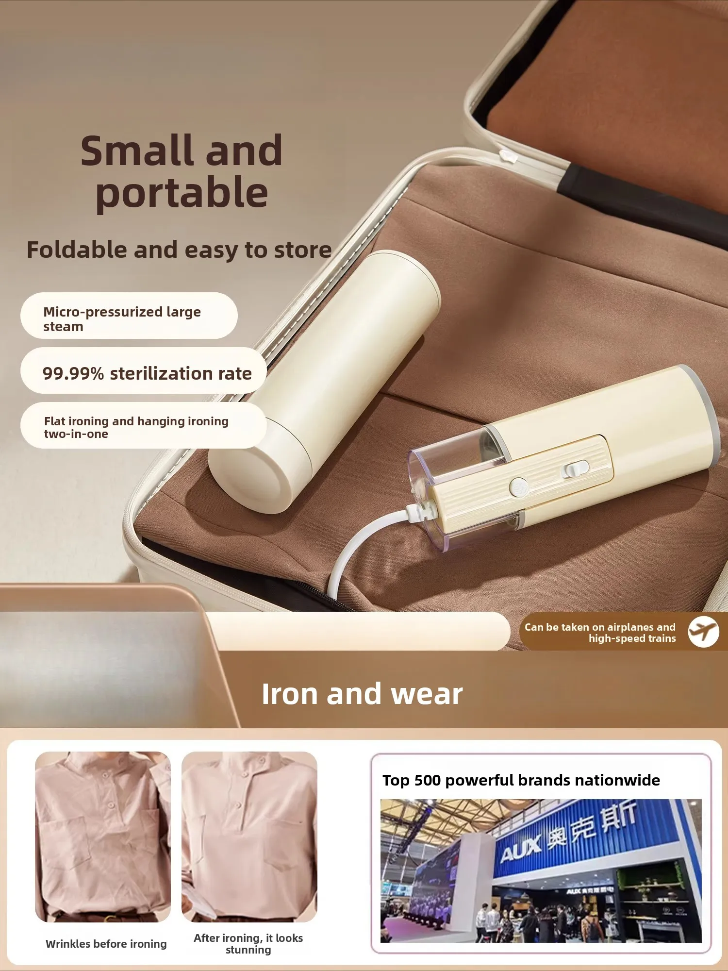 Portable iron, handheld garment steamer, small mini steam iron for home, dormitory, and travel.
Portable iron, handheld garment steamer, small mini steam iron for home, dormitory, and travel.