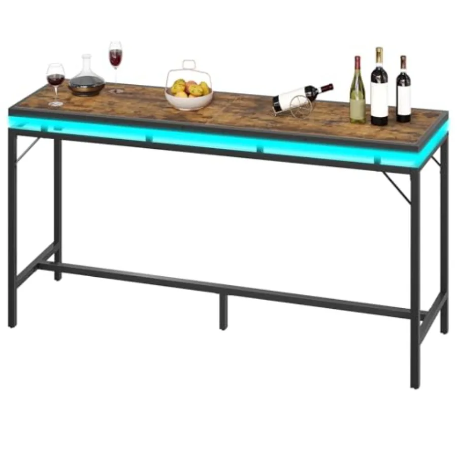 70.9" Bar Table with LED Lights Counter Height Bar Height Table Pub Gaming Table Metal Frame for Living Room Dining Room Pub Ru
70.9" Bar Table with LED Lights Counter Height Bar Height Table Pub Gaming Table Metal Frame for Living Room Dining Room Pub Ru