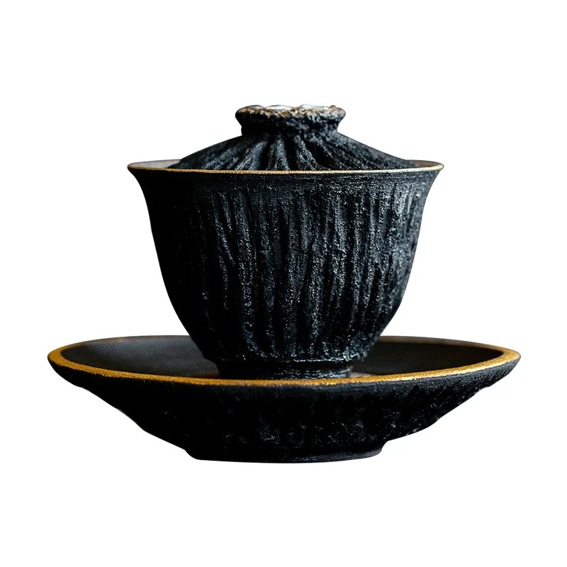 DSA tile gray black three talents cover bowl lotus life auspicious and kind tea bowl large hand-painted gold kung fu tea set
DSA tile gray black three talents cover bowl lotus life auspicious and kind tea bowl large hand-painted gold kung fu tea set