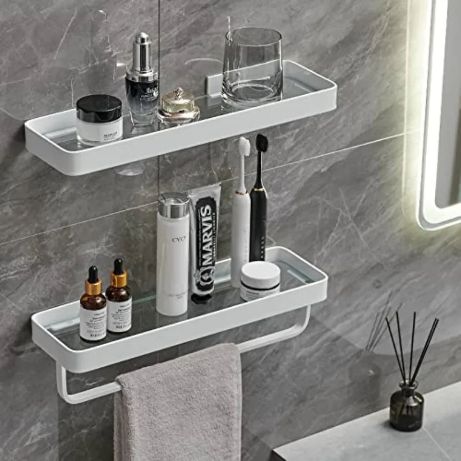 Bathroom Shelves Wall Mounted 2 Tier Glass Floating Shelf - Tempered Glass Wall Organizer White
Bathroom Shelves Wall Mounted 2 Tier Glass Floating Shelf - Tempered Glass Wall Organizer White