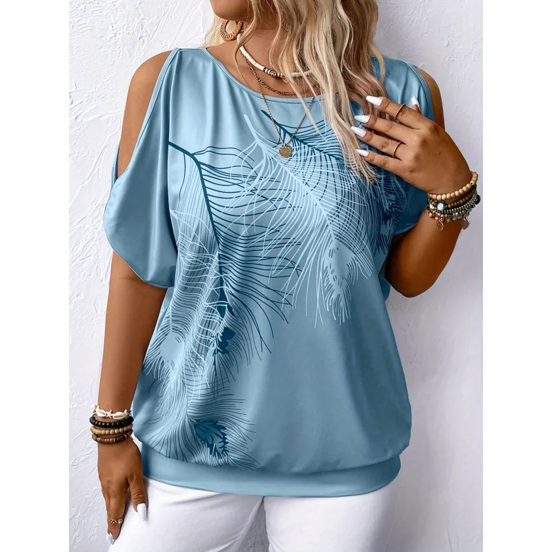 Women's Round Neck Elegant Off-Shoulder Tie-Back Print Top
Women's Round Neck Elegant Off-Shoulder Tie-Back Print Top