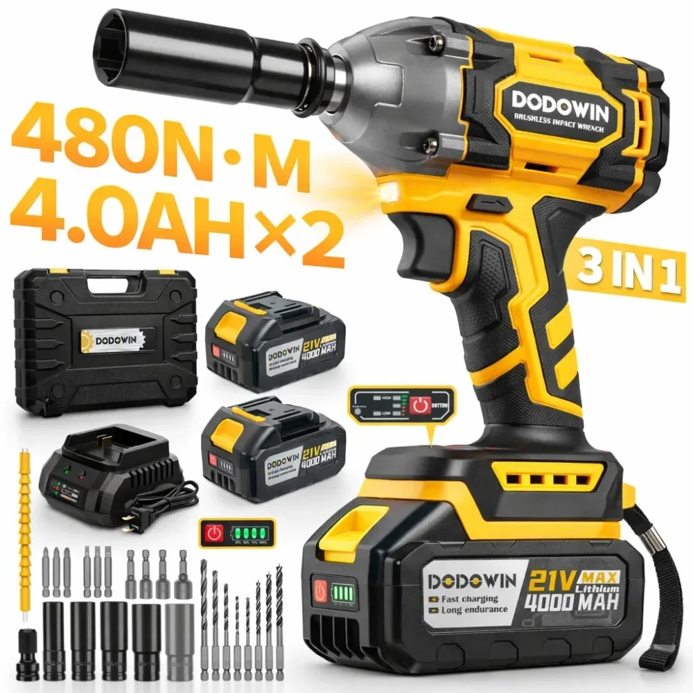 N. M Impact Wrench, Cordless Impact Gun 21V 1 2 Inch, Brushless Power Impact Driver, Torque, Comes With 2x4.0Ah Batteries, Char
N. M Impact Wrench, Cordless Impact Gun 21V 1 2 Inch, Brushless Power Impact Driver, Torque, Comes With 2x4.0Ah Batteries, Char