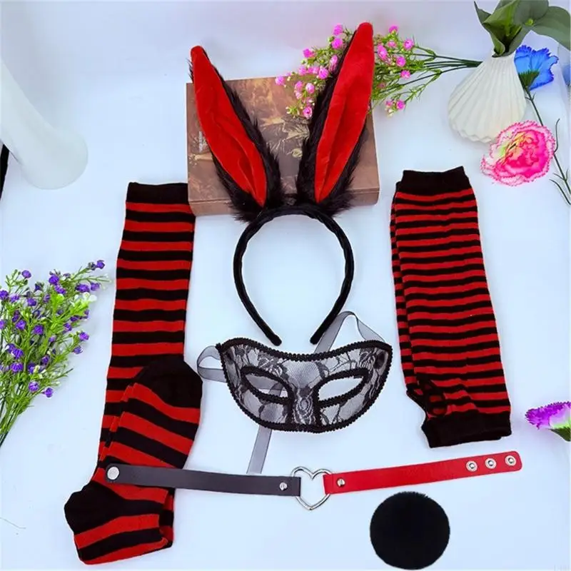 Women Bunnies Costume Including Ear Headband,Collar,Gloves Mask and Tail Accessories for Easter Halloween Cosplay Party
Women Bunnies Costume Including Ear Headband,Collar,Gloves Mask and Tail Accessories for Easter Halloween Cosplay Party