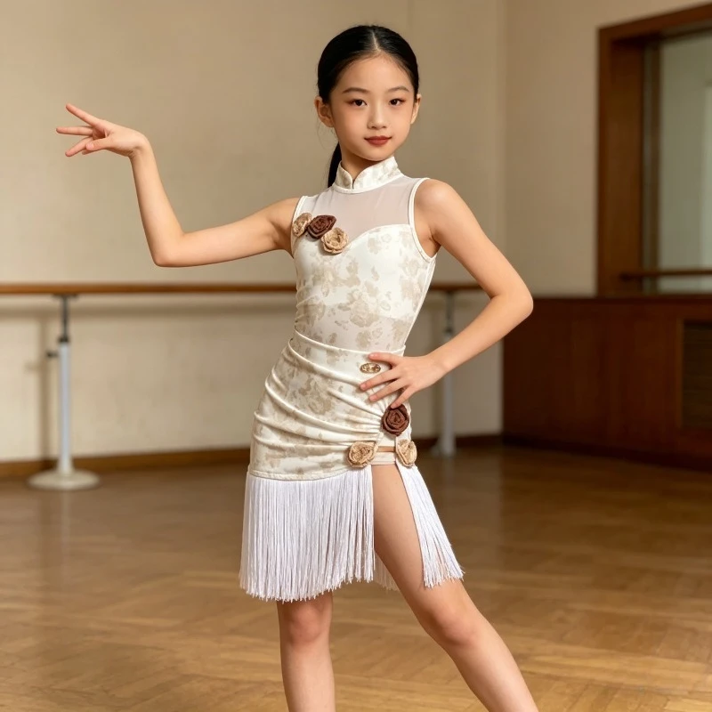 Girls Chinese Style Latin Dance Dress Cheongsam Fringe Skirt Professional Competition Costume Performance Accessories Dancewear
Girls Chinese Style Latin Dance Dress Cheongsam Fringe Skirt Professional Competition Costume Performance Accessories Dancewear