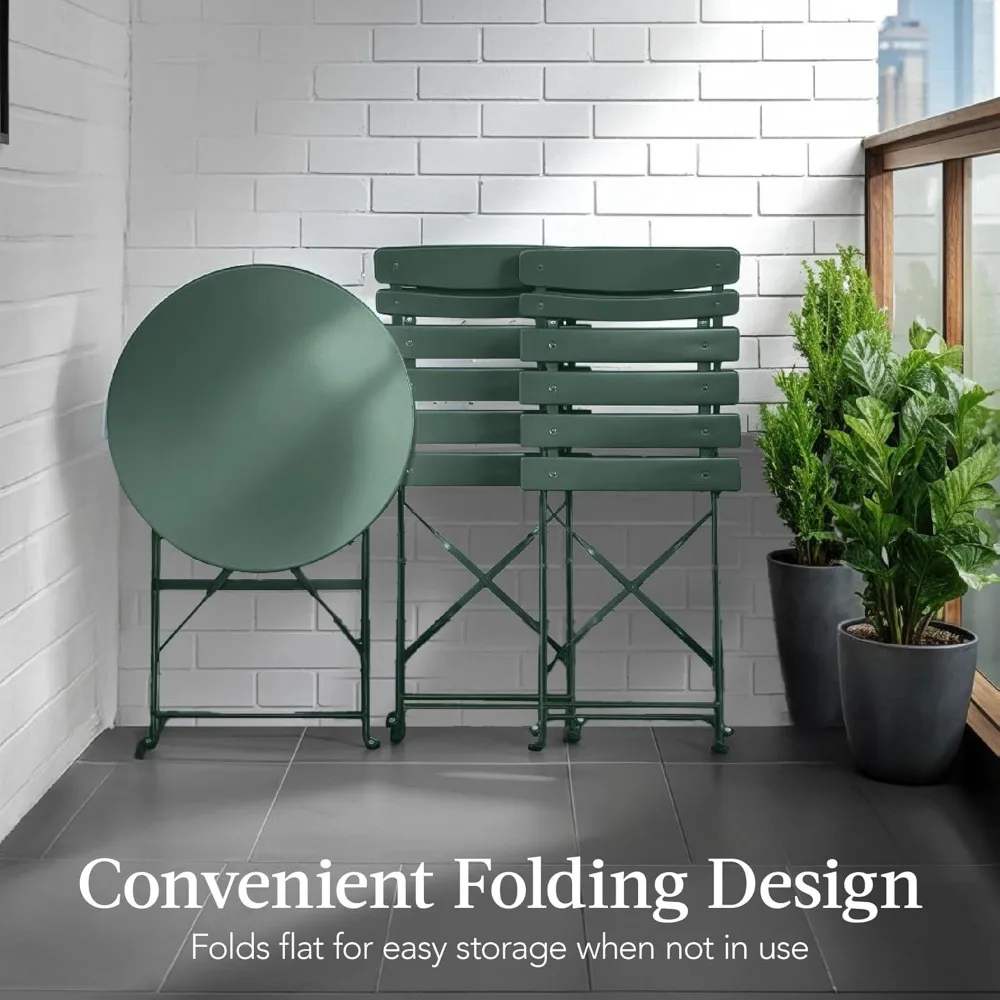 3-Piece Bistro Set, Space Saving Folding Design, Solid Steel, Outdoor Patio Furniture Set W/ 2 Chairs, Bistro Table, Customized
3-Piece Bistro Set, Space Saving Folding Design, Solid Steel, Outdoor Patio Furniture Set W/ 2 Chairs, Bistro Table, Customized