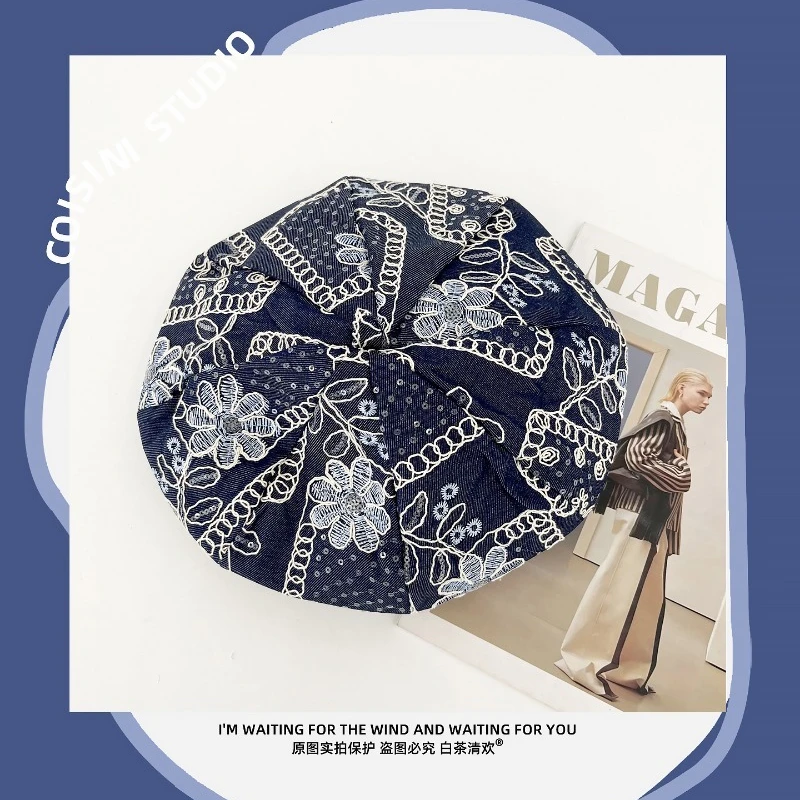 Korean Version Blue Personalized Embroidered Berets Spring and Autumn Fashion Versatile Big Head Octagonal Painter Hat for Women
Korean Version Blue Personalized Embroidered Berets Spring and Autumn Fashion Versatile Big Head Octagonal Painter Hat for Women