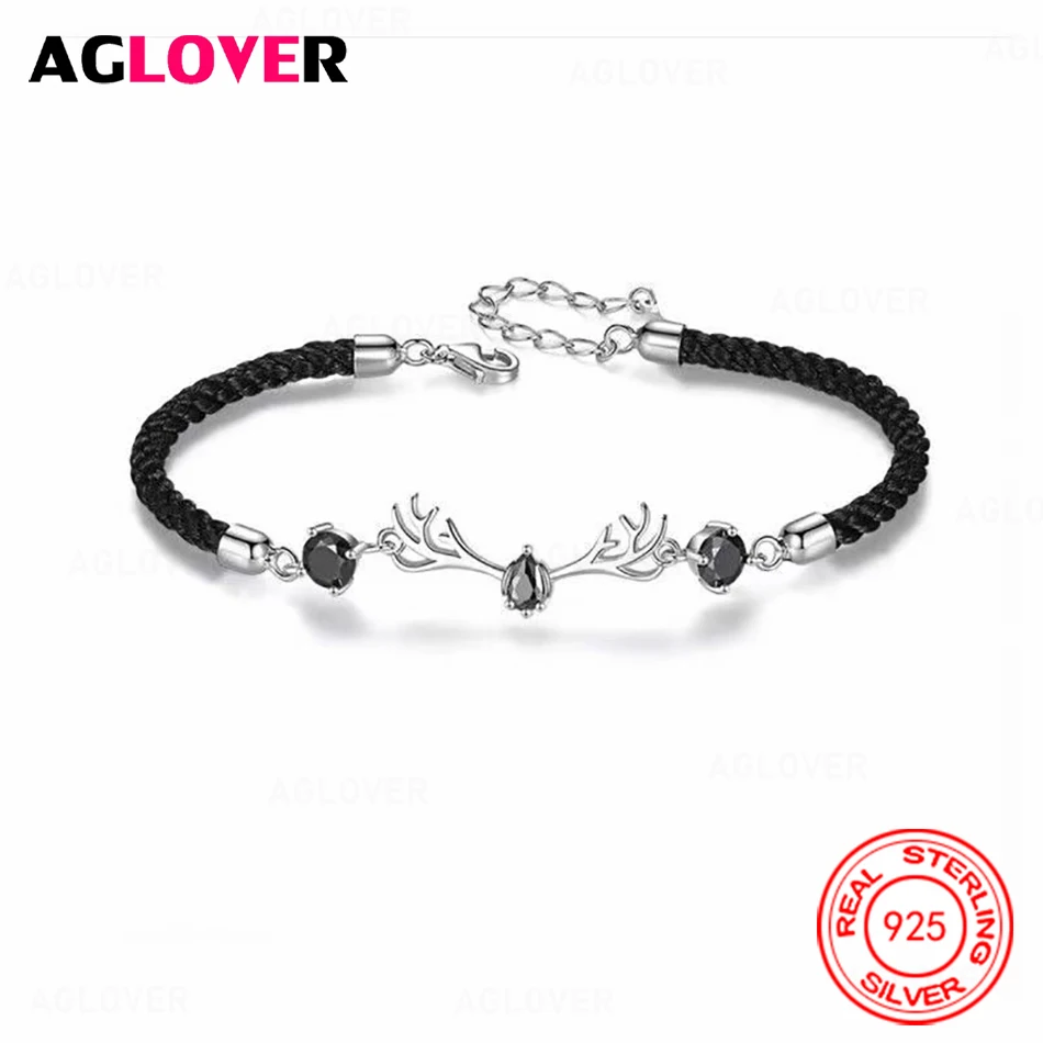 AGLOVER 925 Sterling Silver Deer Ear Black Silver Bracelet Women Exquisite Elegant Engagement Jewelry
AGLOVER 925 Sterling Silver Deer Ear Black Silver Bracelet Women Exquisite Elegant Engagement Jewelry