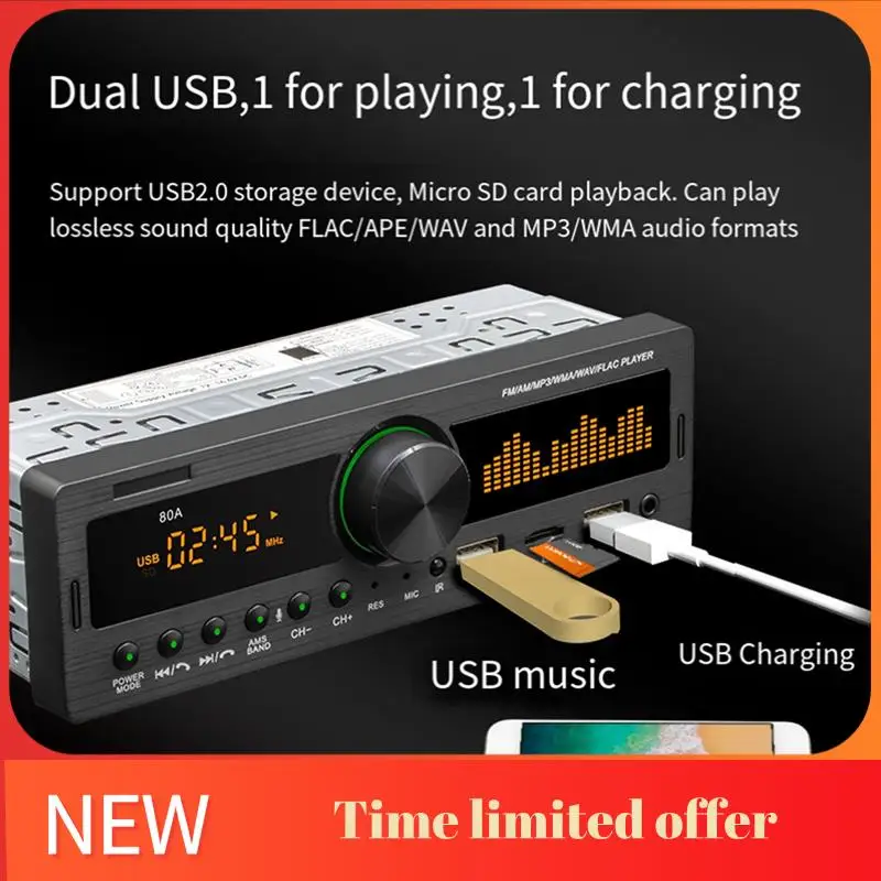 A42T-1DIN Автомобильный радиоприемник Стерео аудио Bluetooth AM FM MP3-плеер SD USB Классический стерео аудио Playe APP Дистанционное управление 60Wx4
A42T-1DIN Автомобильный радиоприемник Стерео аудио Bluetooth AM FM MP3-плеер SD USB Классический стерео аудио Playe APP Дистанционное управление 60Wx4