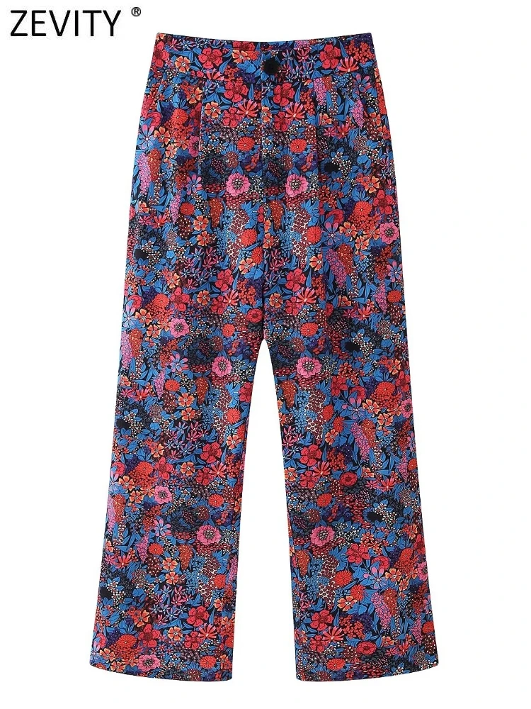 ZEVITY Women Vintage Floral Print Front Pleats Casual Straight Pants Female Zipper Fly Long Length Pockets Trousers Mujer P264
ZEVITY Women Vintage Floral Print Front Pleats Casual Straight Pants Female Zipper Fly Long Length Pockets Trousers Mujer P264