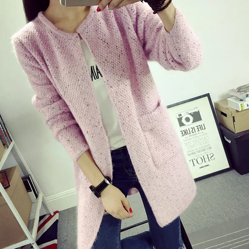 Spring Autumn Acrylic Women's Sweater Round Collar Long Sleeve Cardigan Pockets Knitted Solid Fashion Office Lady Sweater
Spring Autumn Acrylic Women's Sweater Round Collar Long Sleeve Cardigan Pockets Knitted Solid Fashion Office Lady Sweater