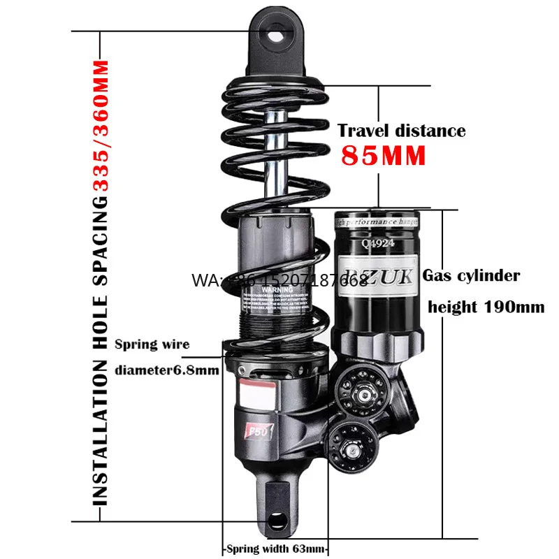 Высококачественный задний амортизатор P50, гидравлический алюминиевый сплав с регулируемым демпфированием 335/360 мм, азот, газ, новый сорт
Высококачественный задний амортизатор P50, гидравлический алюминиевый сплав с регулируемым демпфированием 335/360 мм, азот, газ, новый сорт