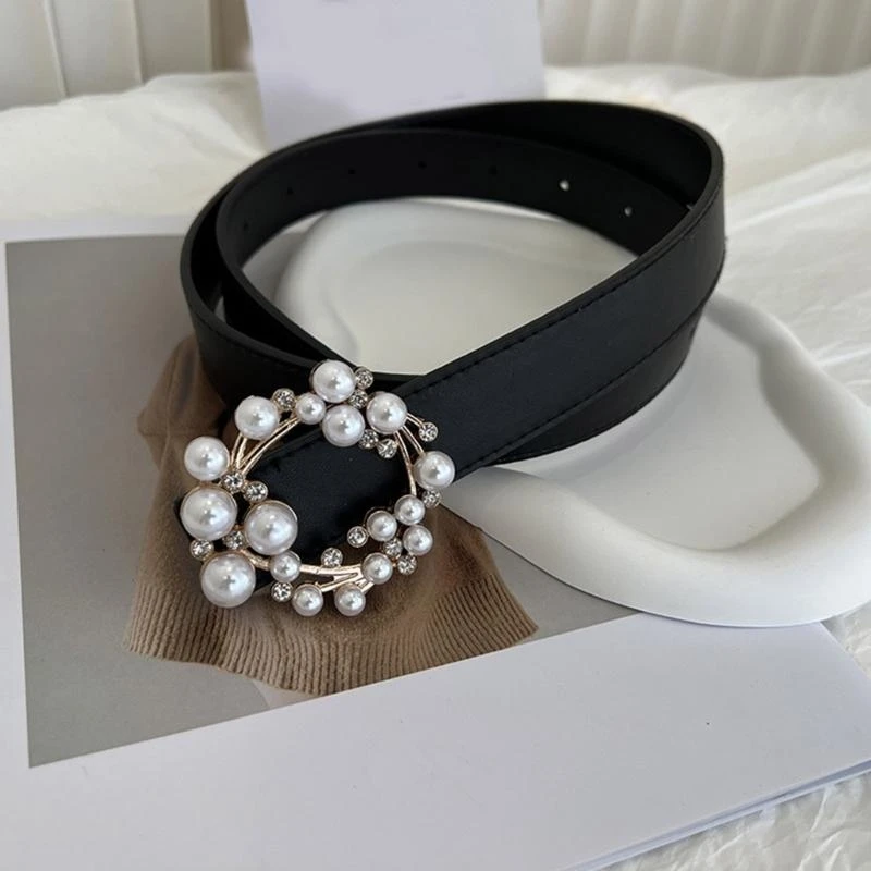 652F Pin Buckle Adult Waist Belt with Pearl Circle Buckle Luxurious Personality Adjustable Waist Belts for Woman Coat Dress
652F Pin Buckle Adult Waist Belt with Pearl Circle Buckle Luxurious Personality Adjustable Waist Belts for Woman Coat Dress