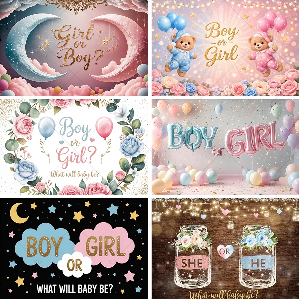 Gender Reveal Backdrop He or She What Will Baby Be Boy or Girl Blue Pink Balloon Decoration Background Kids Photography Banner
Gender Reveal Backdrop He or She What Will Baby Be Boy or Girl Blue Pink Balloon Decoration Background Kids Photography Banner