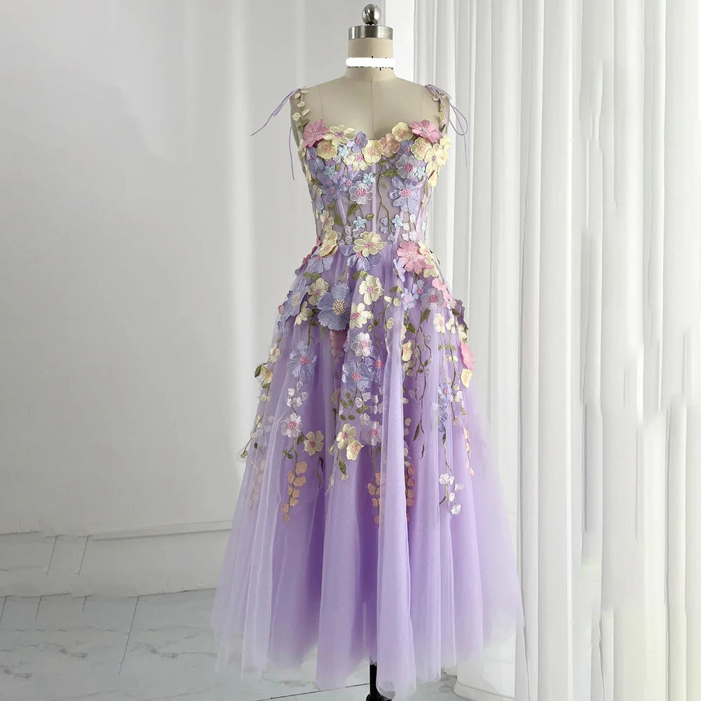 Spaghetti Straps Beaded Flower Accents Formal Prom Dress Tea-Length Lace up Tulle A-line Prom Club Gown vestidos de noche
Spaghetti Straps Beaded Flower Accents Formal Prom Dress Tea-Length Lace up Tulle A-line Prom Club Gown vestidos de noche
