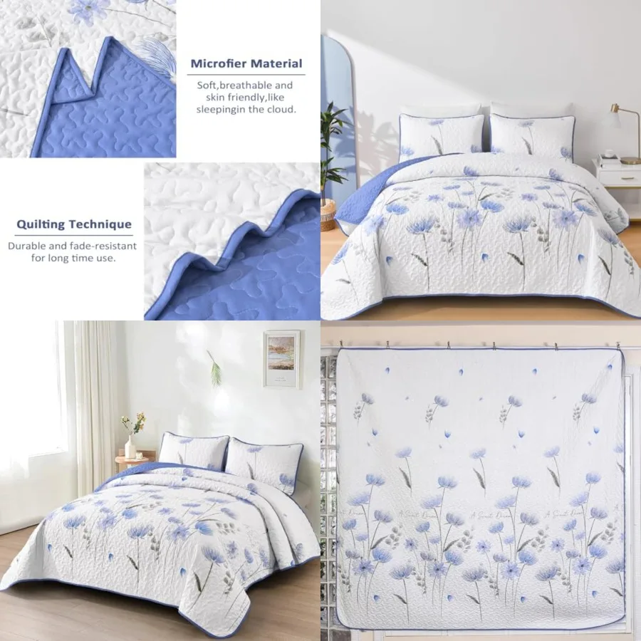 Floral Quilt Set, Bedspreads Size 3 Pieces Cute Bedding Set Farmhouse Quilts Soft Flower Bedspreads White Coverlet Sets for All
Floral Quilt Set, Bedspreads Size 3 Pieces Cute Bedding Set Farmhouse Quilts Soft Flower Bedspreads White Coverlet Sets for All