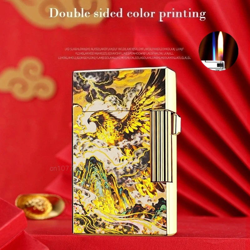 Double sided color carved double flame inflatable lighter, metal straight jet blue flame and open flame cigarette lighter tool
Double sided color carved double flame inflatable lighter, metal straight jet blue flame and open flame cigarette lighter tool