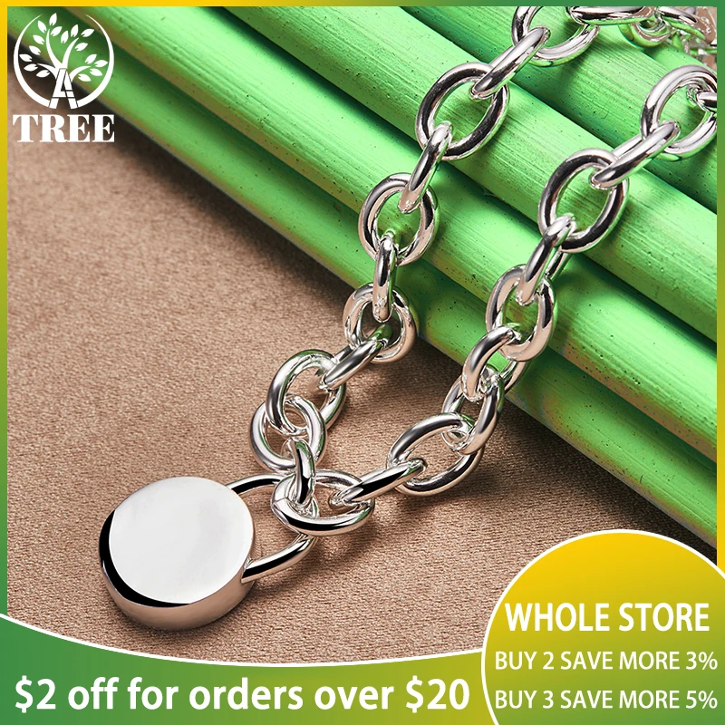 ALITREE 925 Sterling Silver Circular Lock Chain Necklaces For Woman Party Wedding Fashion Charm Fine Jewelry Lady Birthday Gifts
ALITREE 925 Sterling Silver Circular Lock Chain Necklaces For Woman Party Wedding Fashion Charm Fine Jewelry Lady Birthday Gifts