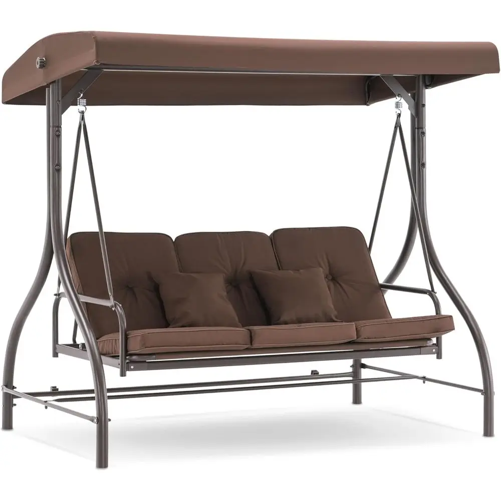 Convertible 3-Seat Outdoor Swing Chair with Cushions, Canopy, Pillows for Patio, Deck, Garden (Brown)
Convertible 3-Seat Outdoor Swing Chair with Cushions, Canopy, Pillows for Patio, Deck, Garden (Brown)