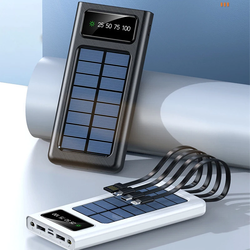 Solar Powerbank 50000mah Fast Charging Large Capacity Portable Phone Charger Power Bank with Usb 4 Cables for Iphone Samsung
Solar Powerbank 50000mah Fast Charging Large Capacity Portable Phone Charger Power Bank with Usb 4 Cables for Iphone Samsung