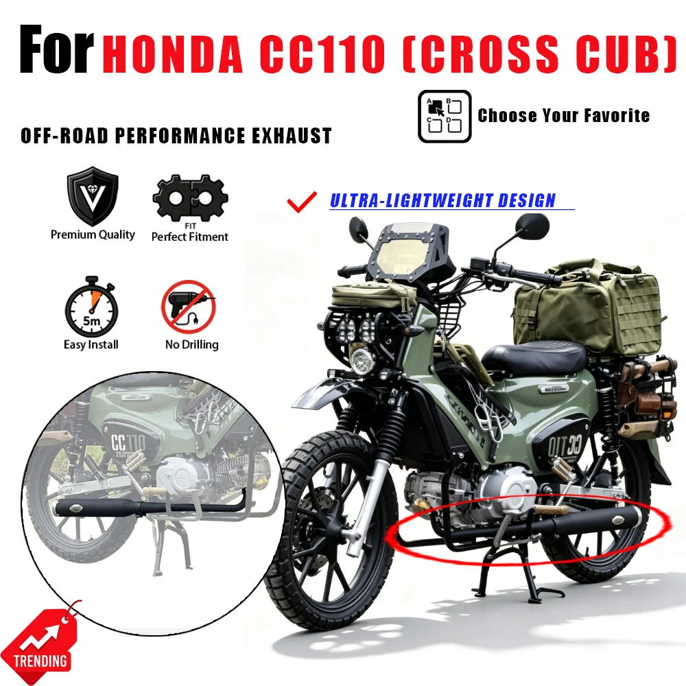 For Honda CC110 Cross Cub 110 Off-Road Exhaust Pipe Muffler Stainless Steel Deep Sound Escape Moto Accesorios Scarico Parts
For Honda CC110 Cross Cub 110 Off-Road Exhaust Pipe Muffler Stainless Steel Deep Sound Escape Moto Accesorios Scarico Parts