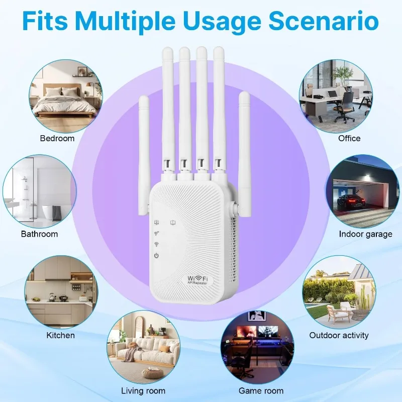 1200Mbps High Speed Wifi Extender Upgraded 6 Antennas Dual Band Through Wall Easy Setup For Home Bedroom Wireless Signal Booster
1200Mbps High Speed Wifi Extender Upgraded 6 Antennas Dual Band Through Wall Easy Setup For Home Bedroom Wireless Signal Booster