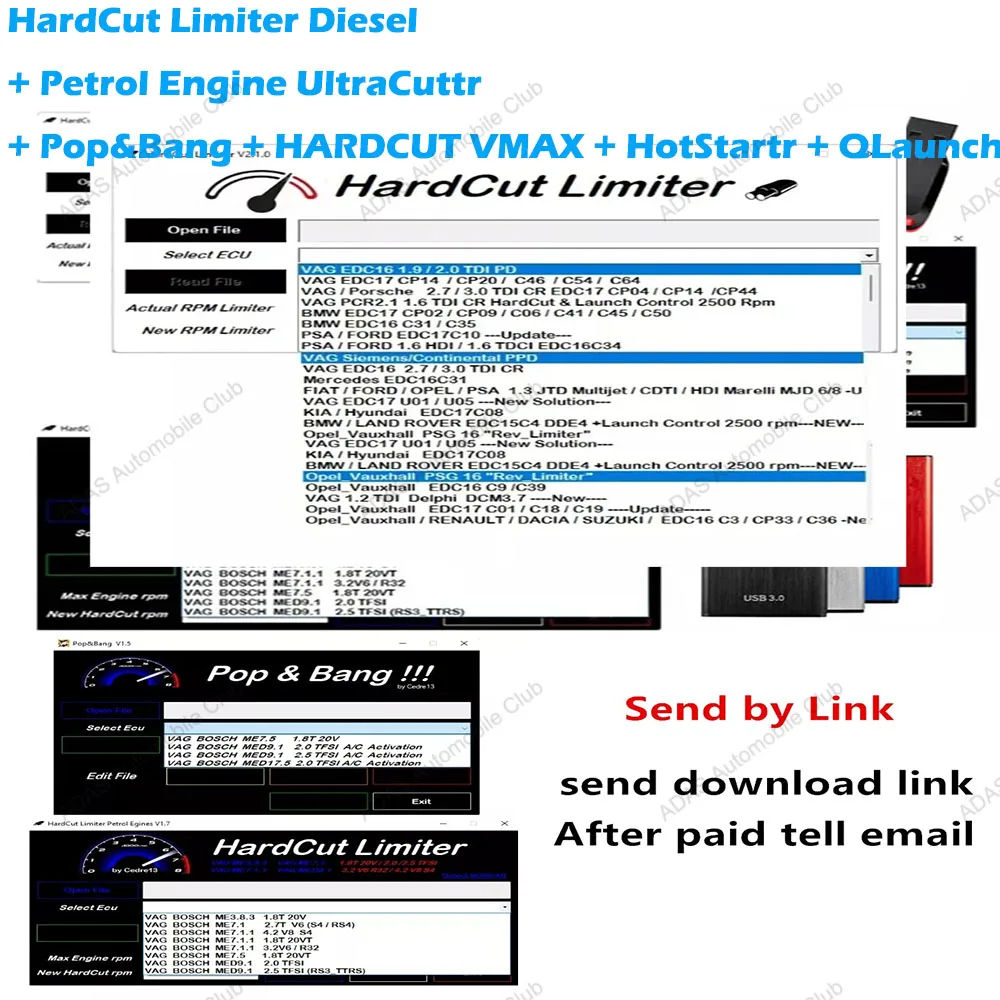 Newest HardCut Limiter Diesel + Petrol Engines + Pop&Bang + HARDCUT LIMITER VMAX+ HotStartr + QLaunchr Software 6 in 1 package
Newest HardCut Limiter Diesel + Petrol Engines + Pop&Bang + HARDCUT LIMITER VMAX+ HotStartr + QLaunchr Software 6 in 1 package