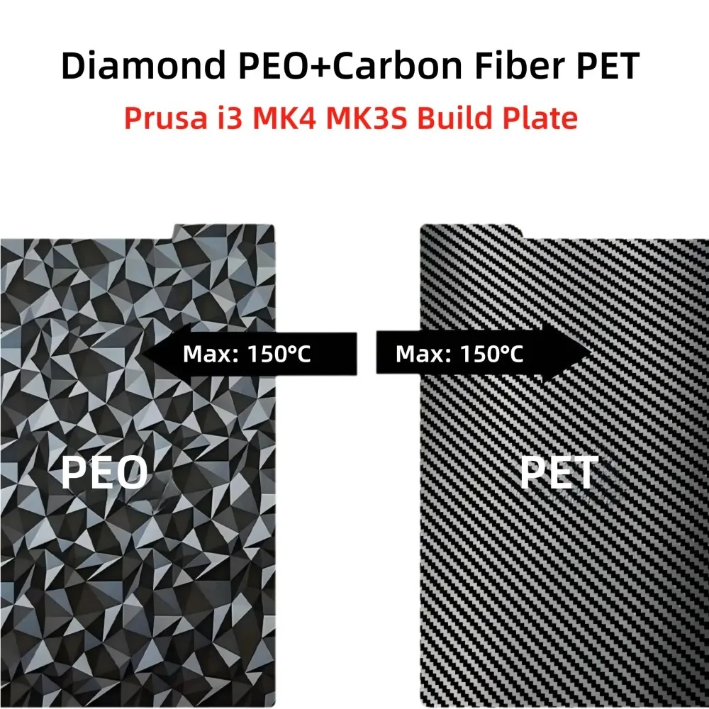 MK4 PEI Build Plate for Prusa i3 MK4S Mk3S 241x254mm Double Side Diamond PEO+Carbon Fiber PET Spring Steel Sheet Strong Adhesion
MK4 PEI Build Plate for Prusa i3 MK4S Mk3S 241x254mm Double Side Diamond PEO+Carbon Fiber PET Spring Steel Sheet Strong Adhesion