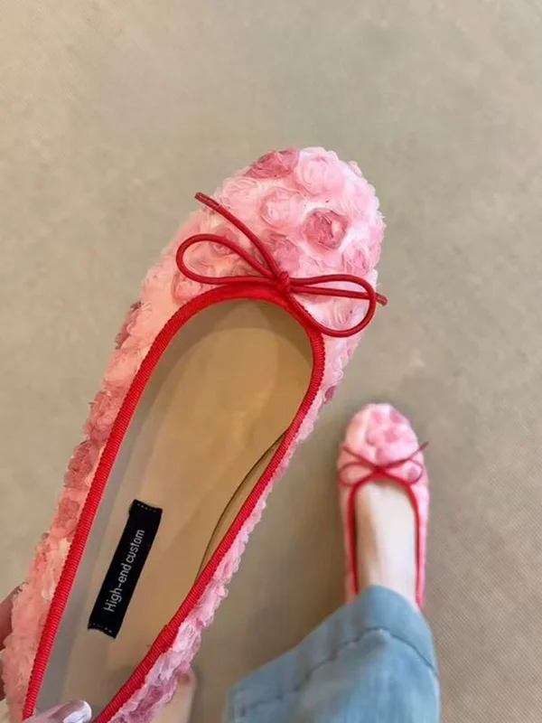 Leather Version Ballet Flats Knot Flower Design round Head Flat Bottom Slip-On Women's Fashion Shoes Spring Season
Leather Version Ballet Flats Knot Flower Design round Head Flat Bottom Slip-On Women's Fashion Shoes Spring Season