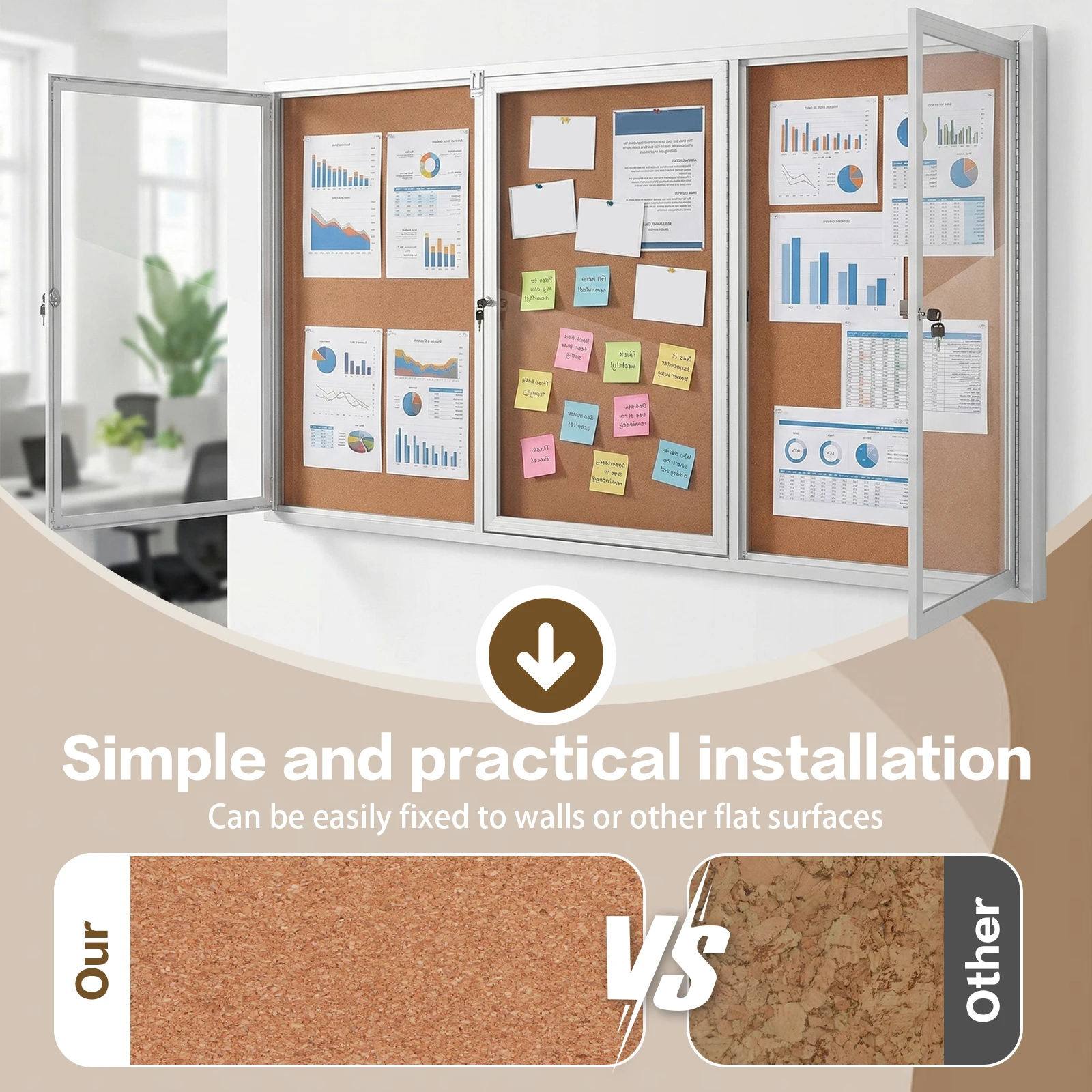 Уличный запираемый демонстрационный шкаф с алюминиевой рамой, закрытой пробковой доской и стеклянной дверцей с замком для школ, офисов, классов, коммерческих помещений
Уличный запираемый демонстрационный шкаф с алюминиевой рамой, закрытой пробковой доской и стеклянной дверцей с замком для школ, офисов, классов, коммерческих помещений