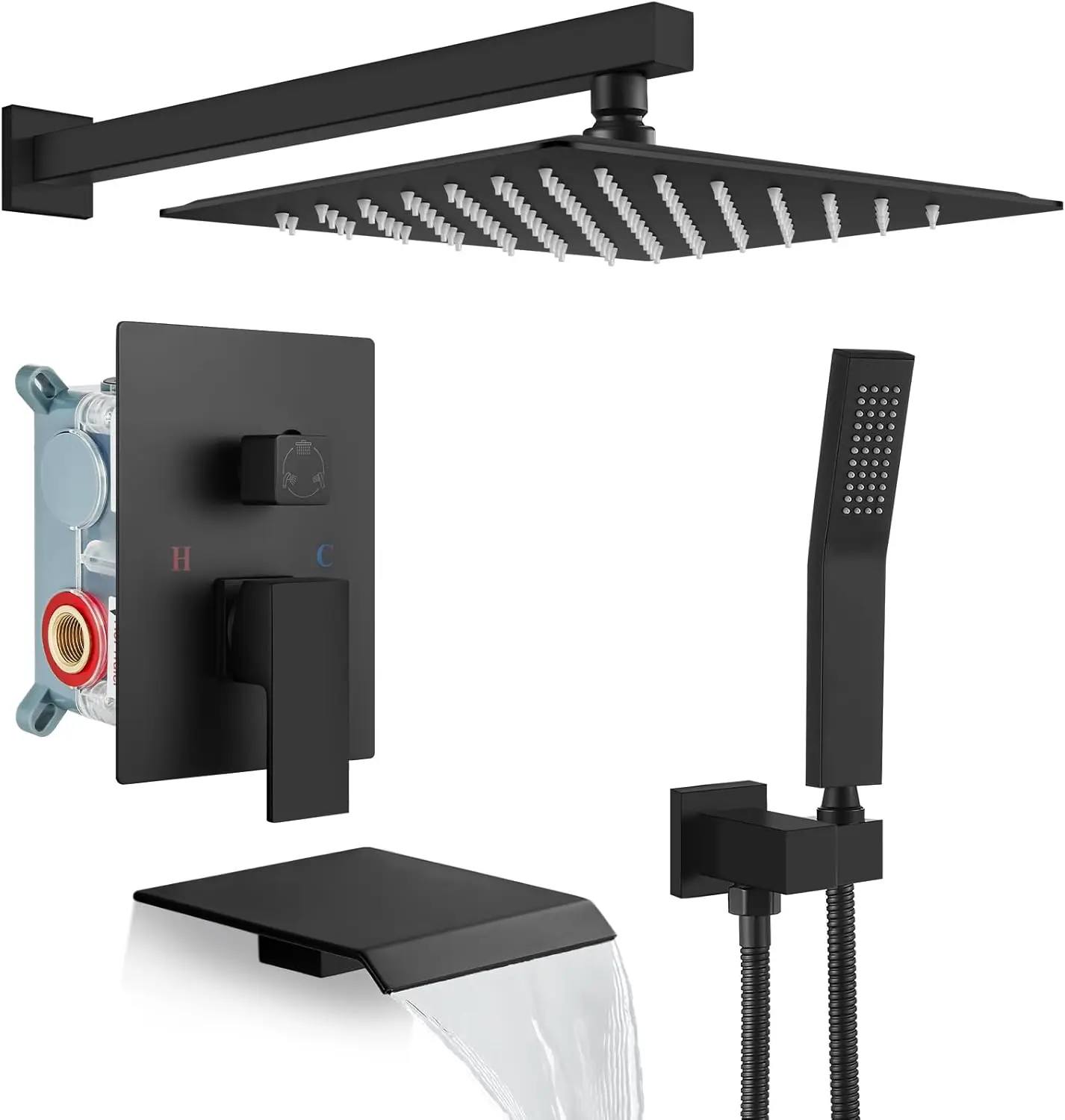 Modern Tub & Shower Trim Kit for Bathroom, Matte Black Finish, 1-Handle Design
Modern Tub & Shower Trim Kit for Bathroom, Matte Black Finish, 1-Handle Design