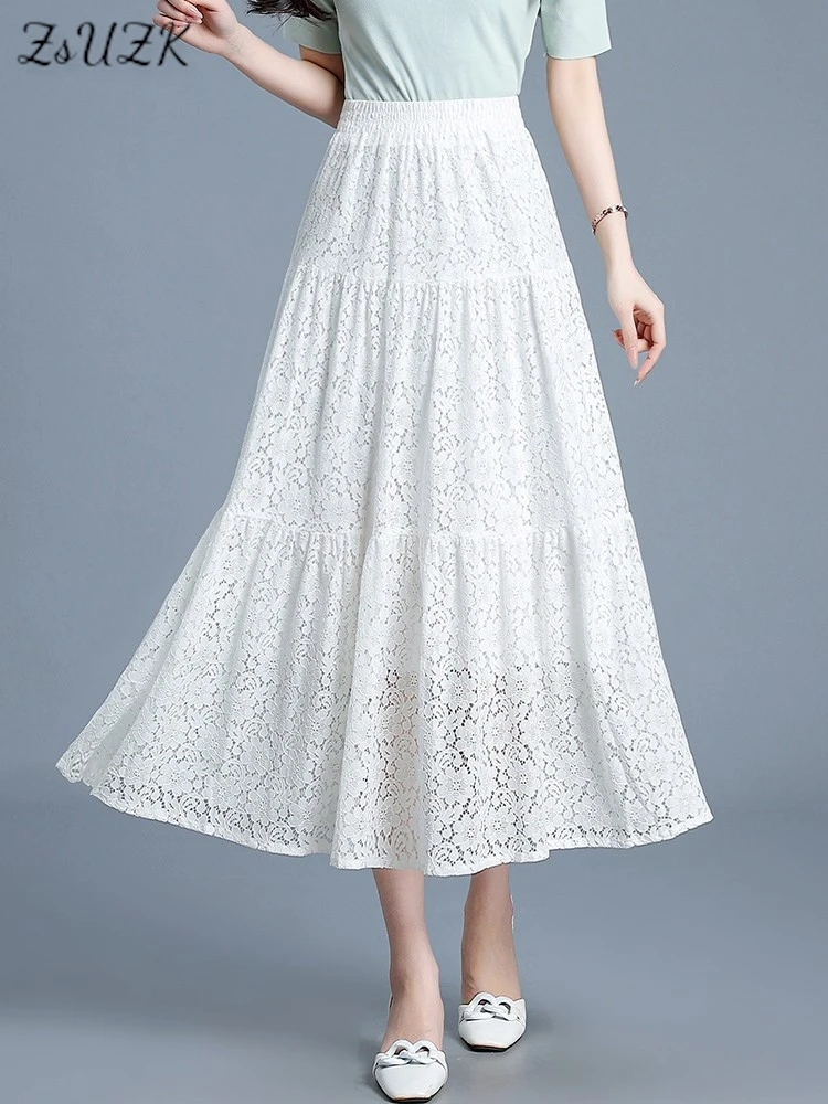 ZUZK Splicing Lace Skirt Female Summer New Korean Elastic Waist Fashion Pleated Skirt Drape Feel Large A-line Skirt
ZUZK Splicing Lace Skirt Female Summer New Korean Elastic Waist Fashion Pleated Skirt Drape Feel Large A-line Skirt