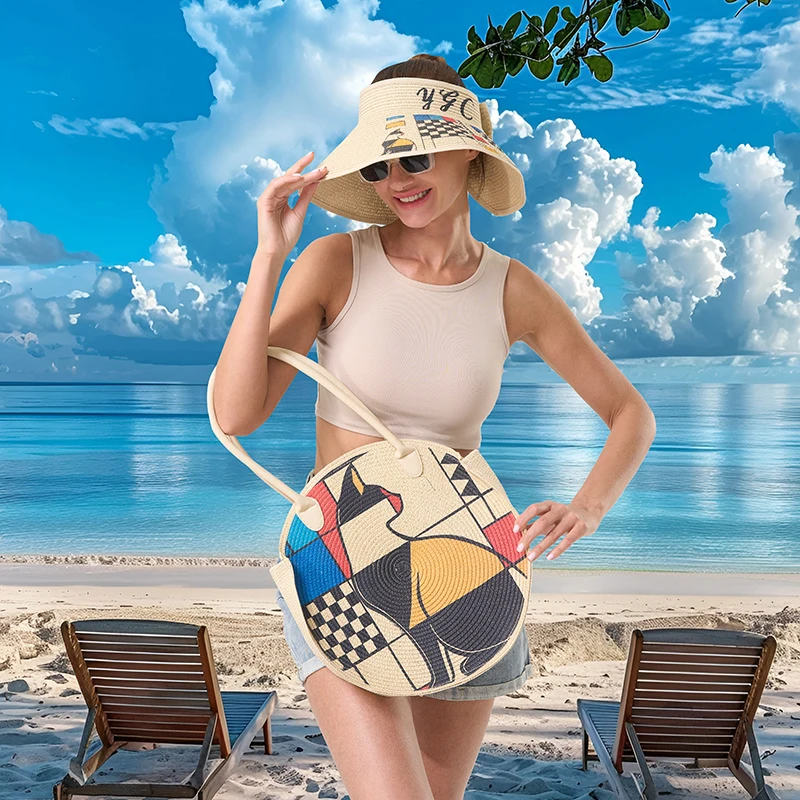 Summer outdoor travel versatile large-capacity animal printed straw woven beach overhead sun hat crossbody bag two-piece set
Summer outdoor travel versatile large-capacity animal printed straw woven beach overhead sun hat crossbody bag two-piece set