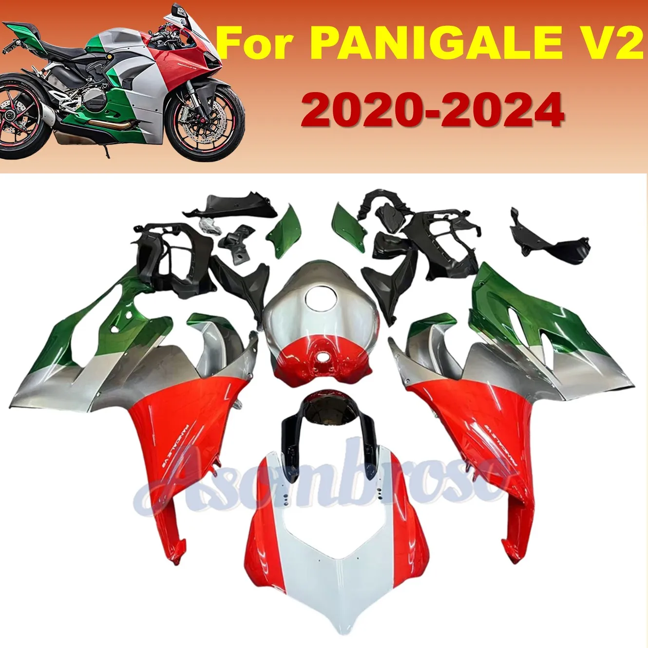 Fairing kit For DUCATI Panigale V2 1H 2020 2021 2022 2023 2024 V 2 Motorcycle Full Bodykits | Red Green Silver
Fairing kit For DUCATI Panigale V2 1H 2020 2021 2022 2023 2024 V 2 Motorcycle Full Bodykits | Red Green Silver