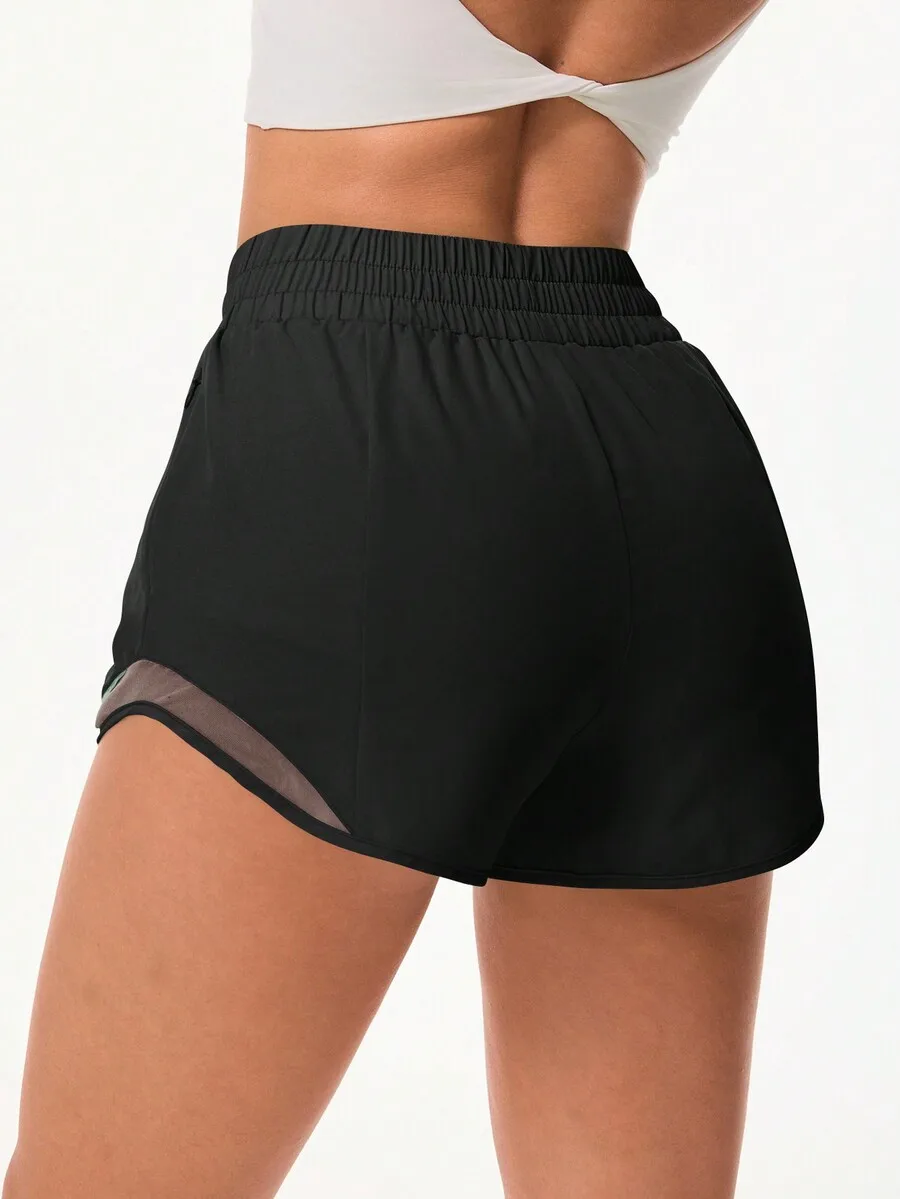 Solid Color Mesh Panel Zipper Pocket Sport Shorts For Women Gym Biker Shorts
Solid Color Mesh Panel Zipper Pocket Sport Shorts For Women Gym Biker Shorts