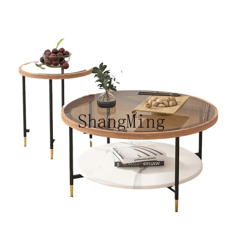 ZYH minimalist round coffee table living room household small apartment light luxury high-end coffee table combination
ZYH minimalist round coffee table living room household small apartment light luxury high-end coffee table combination