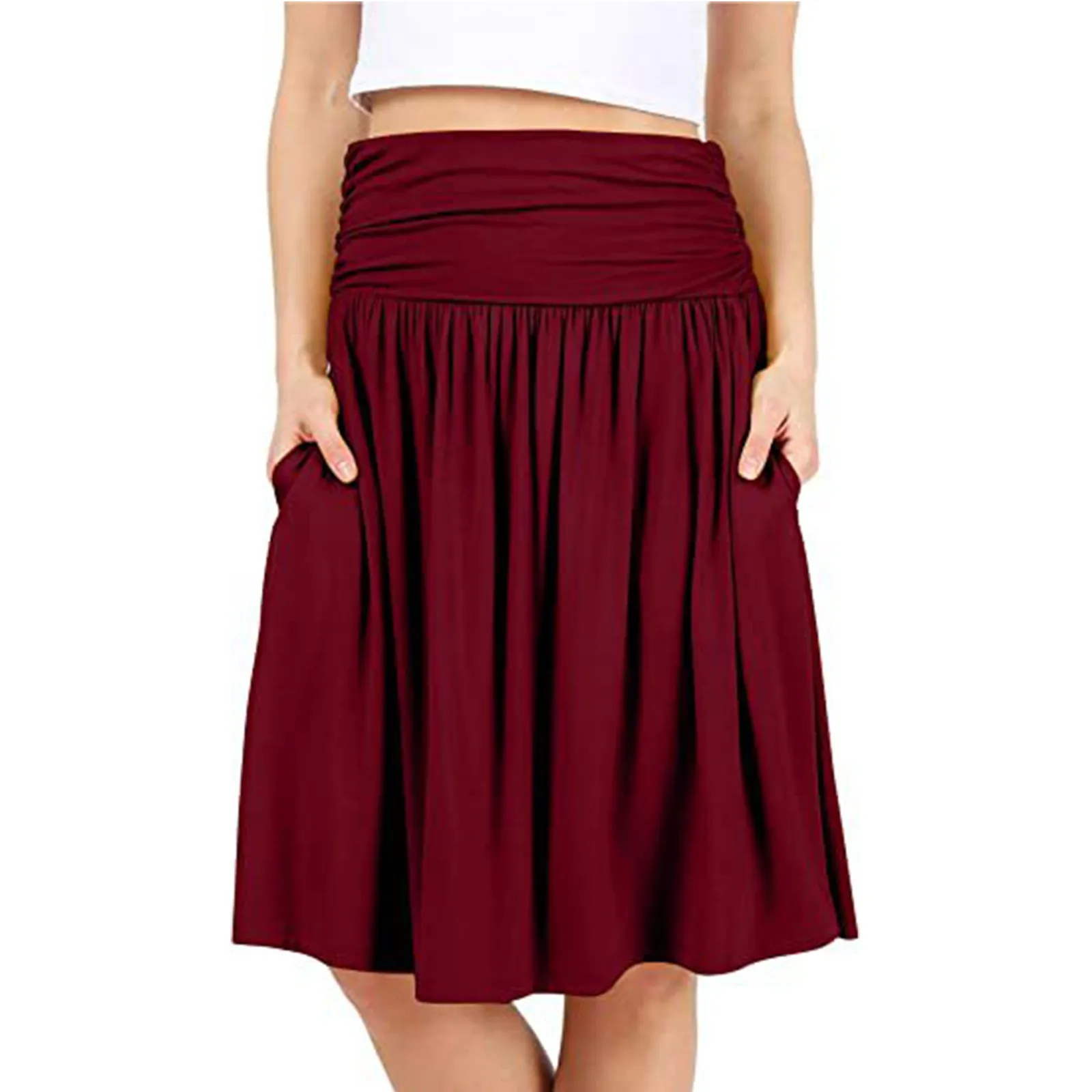 Women Regular Skirt With Pockets Below The Knee Length Solid Color Ruched Flowy Midi Skirt Skirts for Women Women's Skirt Skirts
Women Regular Skirt With Pockets Below The Knee Length Solid Color Ruched Flowy Midi Skirt Skirts for Women Women's Skirt Skirts