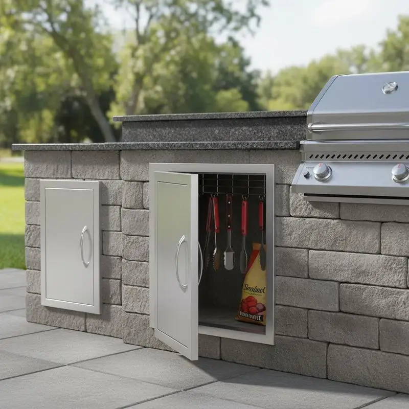 Outdoor Kitchen Access Panel 14W x 20H Inch For BBQ Island Grilling Station Outside Cabinet Flush Mount Design Vertical Installation Recessed Handle Metal Construction
Outdoor Kitchen Access Panel 14W x 20H Inch For BBQ Island Grilling Station Outside Cabinet Flush Mount Design Vertical Installation Recessed Handle Metal Construction
