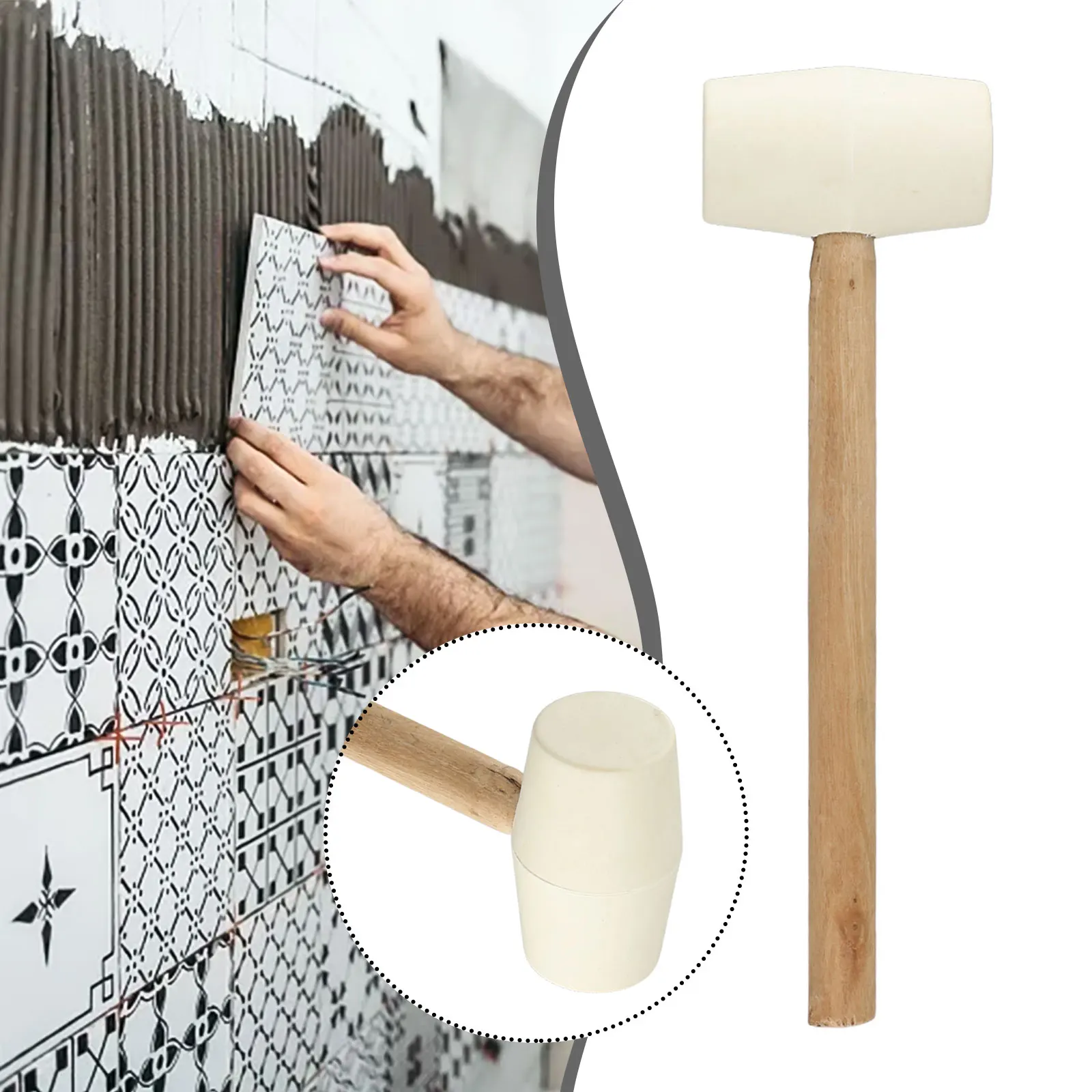 1PCS Wood Handle White Rubber Hammer For Tile Installation Floor Installation Home Decor Renovation Back Massage Tool Supplies
1PCS Wood Handle White Rubber Hammer For Tile Installation Floor Installation Home Decor Renovation Back Massage Tool Supplies