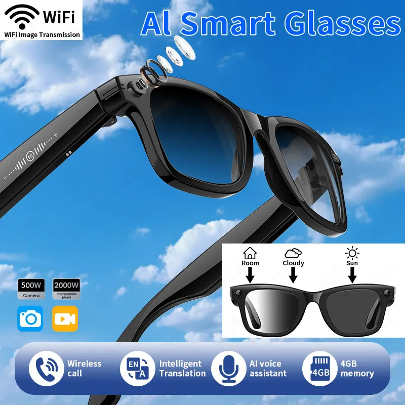 New Upgrade Smart Glasses 5MP Camera Video Recording AI Photo Recognition Bluetooth Call Translation Voice Sunglasses Men Women
New Upgrade Smart Glasses 5MP Camera Video Recording AI Photo Recognition Bluetooth Call Translation Voice Sunglasses Men Women