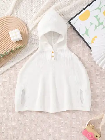 Knitted Buttoned Warm Cape for Babies and Toddlers When Going Out
