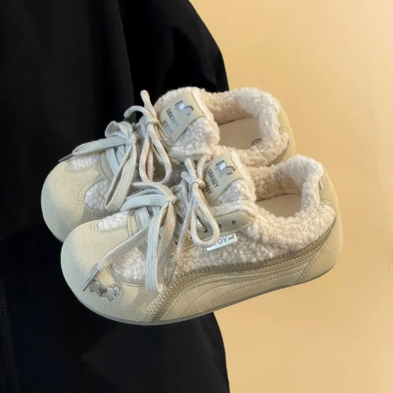 Women's Fuzzy Plush German Training Sneakers Winter Warm Lace Up Casual Shoes Thick Sole Comfortable Fluffy Trainers
Women's Fuzzy Plush German Training Sneakers Winter Warm Lace Up Casual Shoes Thick Sole Comfortable Fluffy Trainers