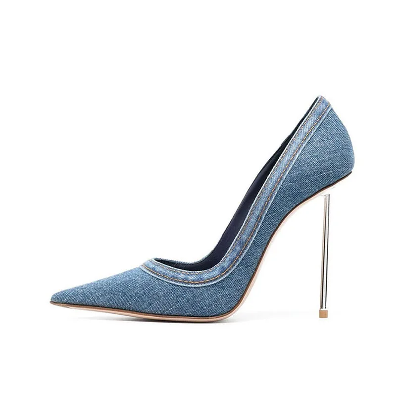 Arden Furtado 2024 Pointed toe Shallow Metal heel pumps Metal heel Sexy Super high heel Denim Single shoe Extra large size
Arden Furtado 2024 Pointed toe Shallow Metal heel pumps Metal heel Sexy Super high heel Denim Single shoe Extra large size